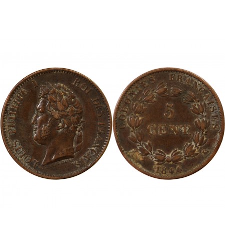 COLONIES FRANCAISES, LOUIS-PHILIPPE - 5 CENTIMES 1844 A PARIS