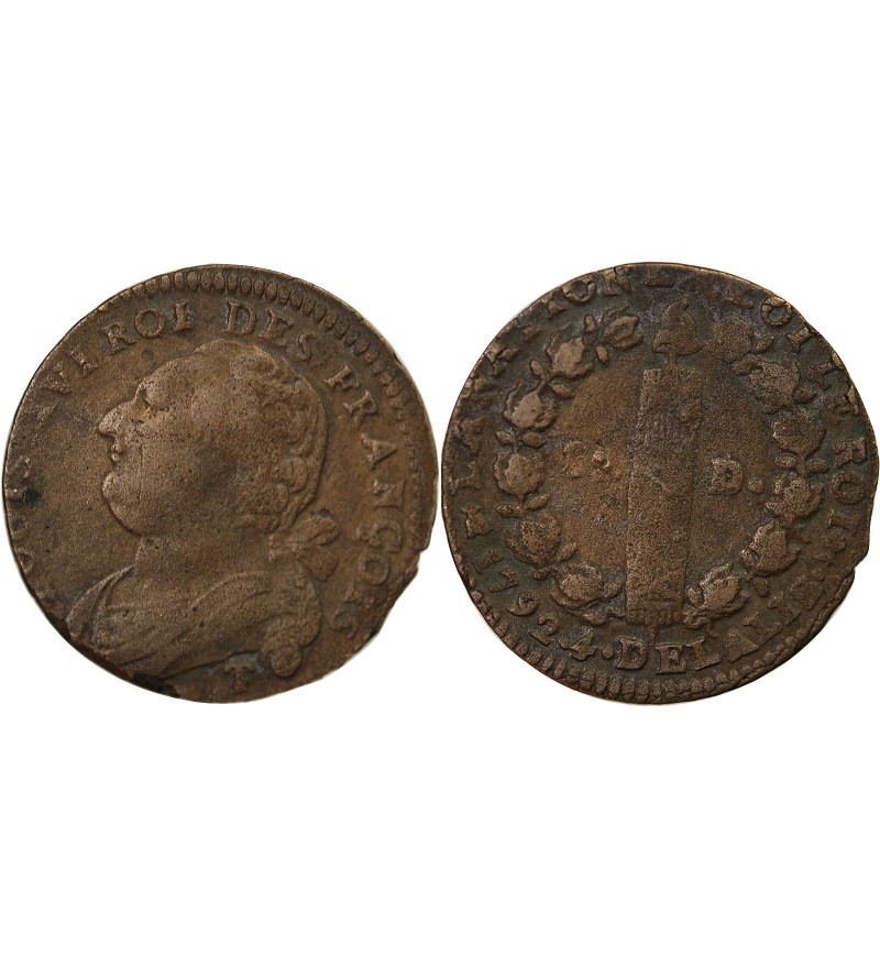 REVOLUTION FRANCAISE, CONSTITUTION - 12 DENIERS 1792 T NANTES