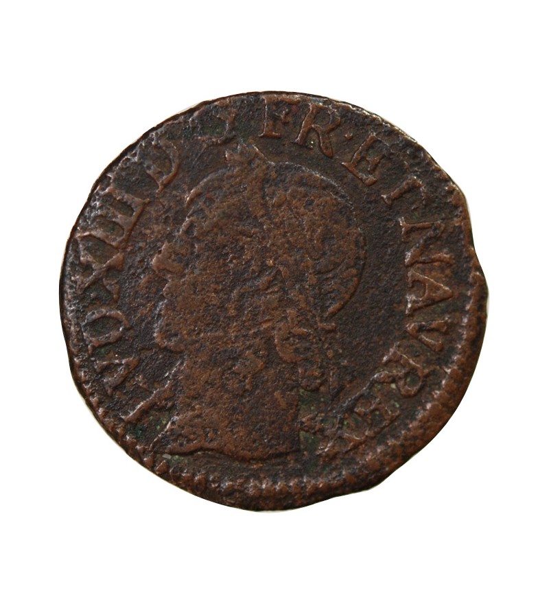 LOUIS XIII - DOUBLE TOURNOIS 1639 H LA ROCHELLE