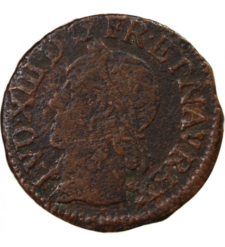 LOUIS XIII - DOUBLE TOURNOIS 1639 H LA ROCHELLE