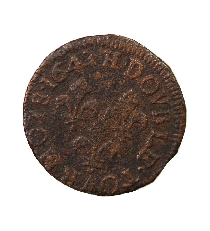 LOUIS XIII - DOUBLE TOURNOIS 1639 H LA ROCHELLE
