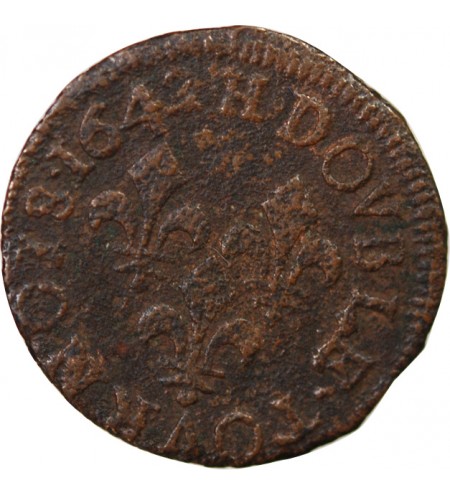 LOUIS XIII - DOUBLE TOURNOIS 1639 H LA ROCHELLE