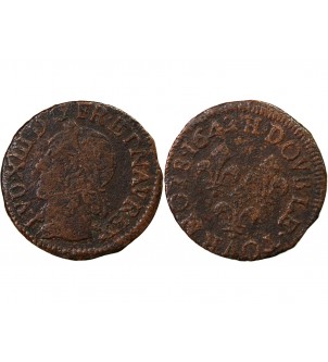 LOUIS XIII - DOUBLE TOURNOIS 1639 H LA ROCHELLE 2