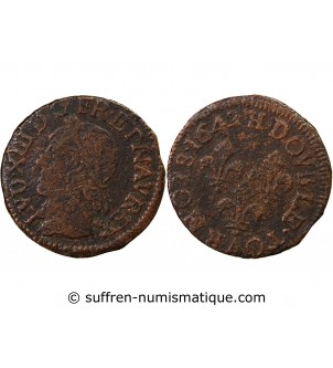 LOUIS XIII - DOUBLE TOURNOIS 1639 H LA ROCHELLE