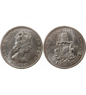 BERMUDES, ELISABETH II - CROWN ARGENT 1964 2