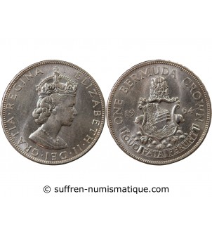 BERMUDES, ELISABETH II - CROWN ARGENT 1964