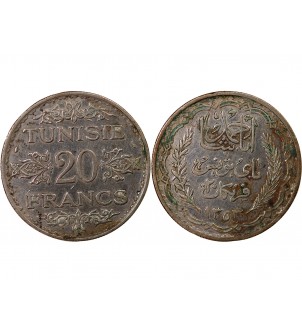 TUNISIE, AHMAD PASHA - 20 FRANCS ARGENT 1353 (1935) 2