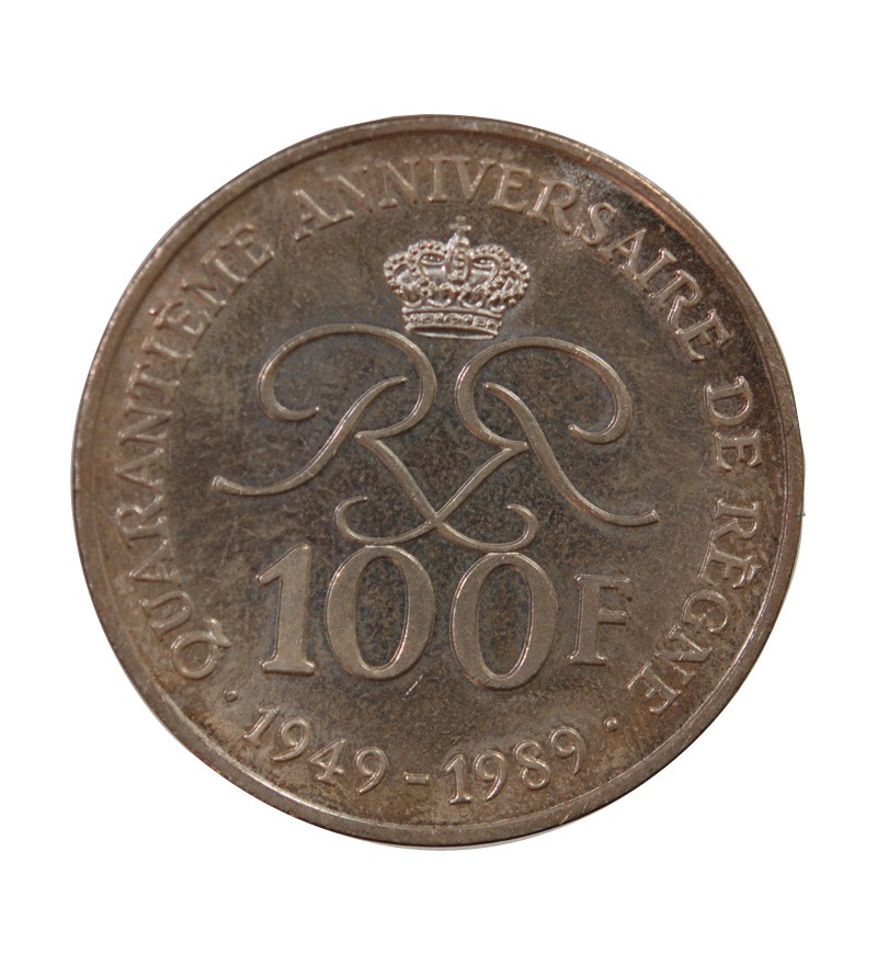 MONACO, RAINIER III - 100 FRANCS ARGENT 1989