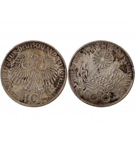 ALLEMAGNE - 10 MARK ARGENT 1972 G KARLSRUHE - JEUX OLYMPIQUES DE MUNICH