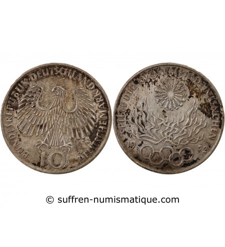 ALLEMAGNE - 10 MARK ARGENT 1972 G KARLSRUHE - JEUX OLYMPIQUES DE MUNICH