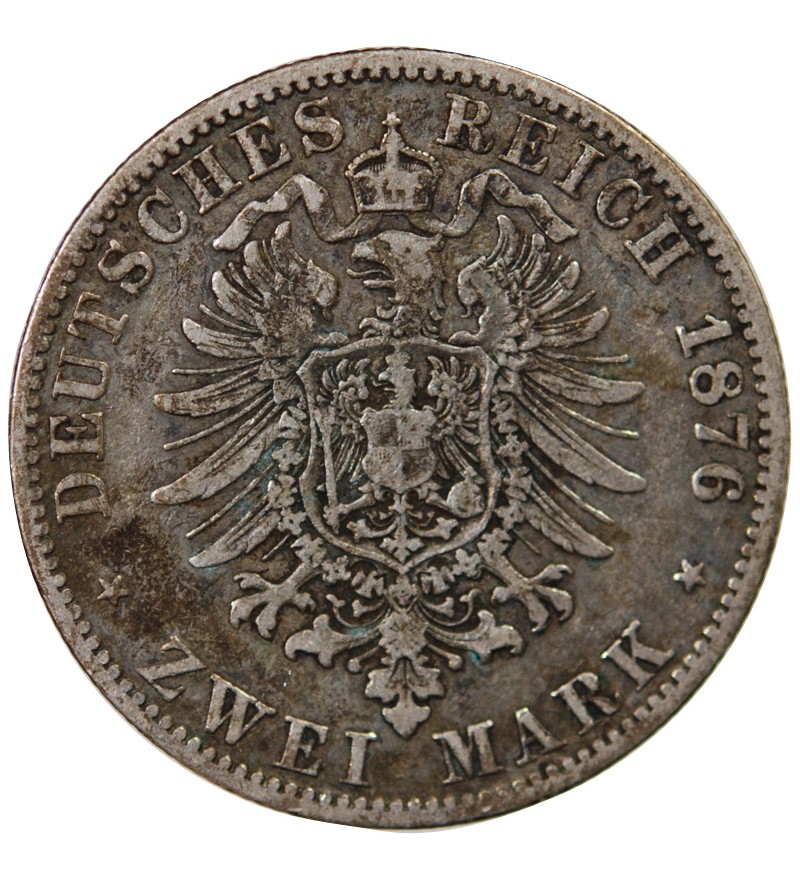 ALLEMAGNE, PRUSSE, WILHELM I - 2 MARK ARGENT 1876 A BERLIN