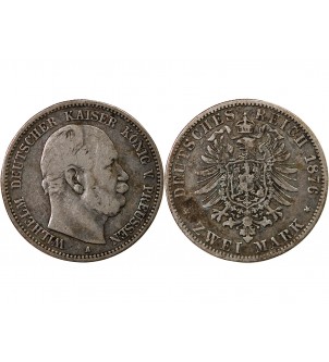 ALLEMAGNE, PRUSSE, WILHELM I - 2 MARK ARGENT 1876 A BERLIN 2