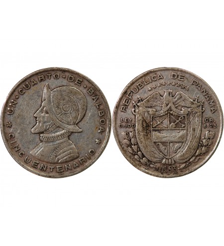 PANAMA - 1/4 BALBOA ARGENT 1953