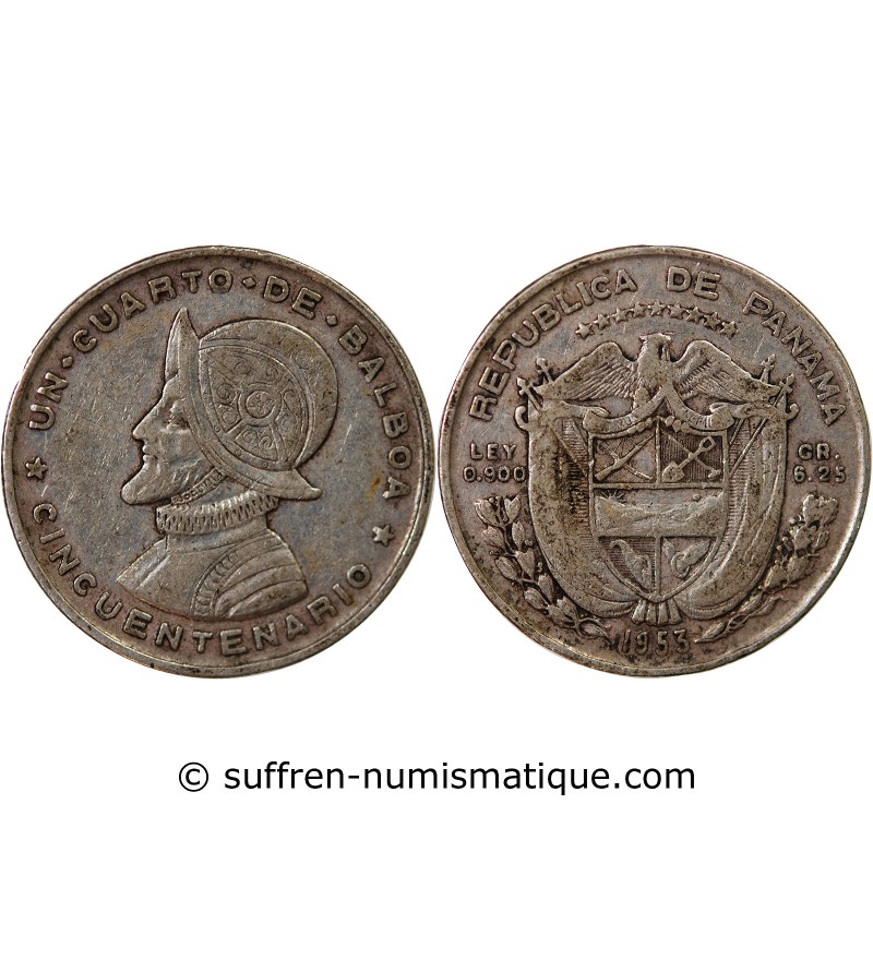 PANAMA - 1/4 BALBOA ARGENT 1953