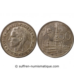 BELGIQUE, BOUDOUIN - 50 FRANCS ARGENT 1958 Exposition Universelle
