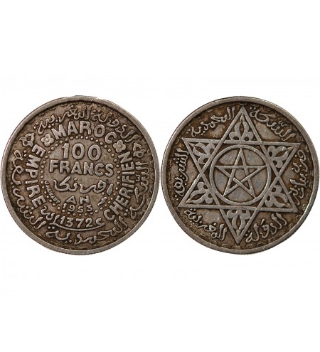 MAROC, MOHAMMED V - 100 FRANCS ARGENT 1372 (1953)