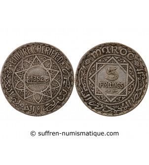 MAROC, MOHAMMED V - 5 FRANCS ARGENT 1352 (1934)