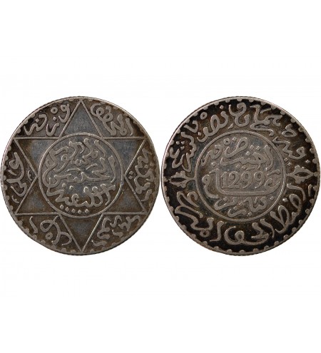 MAROC, HASSAN Ier - 2 1/2 DIRHAMS ARGENT 1299 (1882)