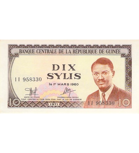 GUINÉE, PATRICE LUMUMBA - 10 SYLIS 1971 - P.NEUF