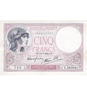 FRANCE - 5 FRANCS VIOLET 13/07/1939 - PSUP 2
