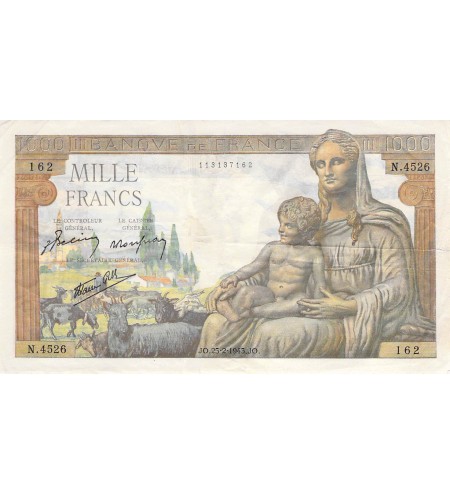 FRANCE, DEMETER - 1000 FRANCS 25/05/1943 - PTTB
