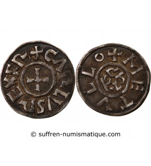 CHARLES II LE CHAUVE - DENIER ARGENT 840 / 877 MELLE