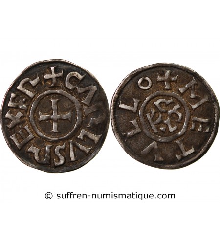 CHARLES II LE CHAUVE - DENIER ARGENT 840 / 877 MELLE