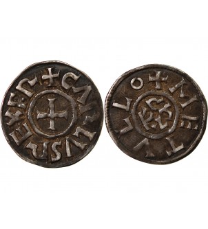 CHARLES II LE CHAUVE - DENIER ARGENT 840 / 877 MELLE 2