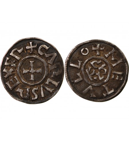 CHARLES II LE CHAUVE - DENIER ARGENT 840 / 877 MELLE