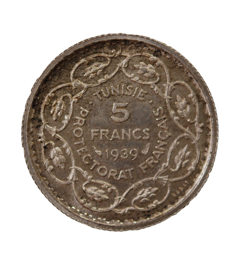 TUNISIE - ESSAI DE 5 FRANCS ARGENT 1358 (1939)