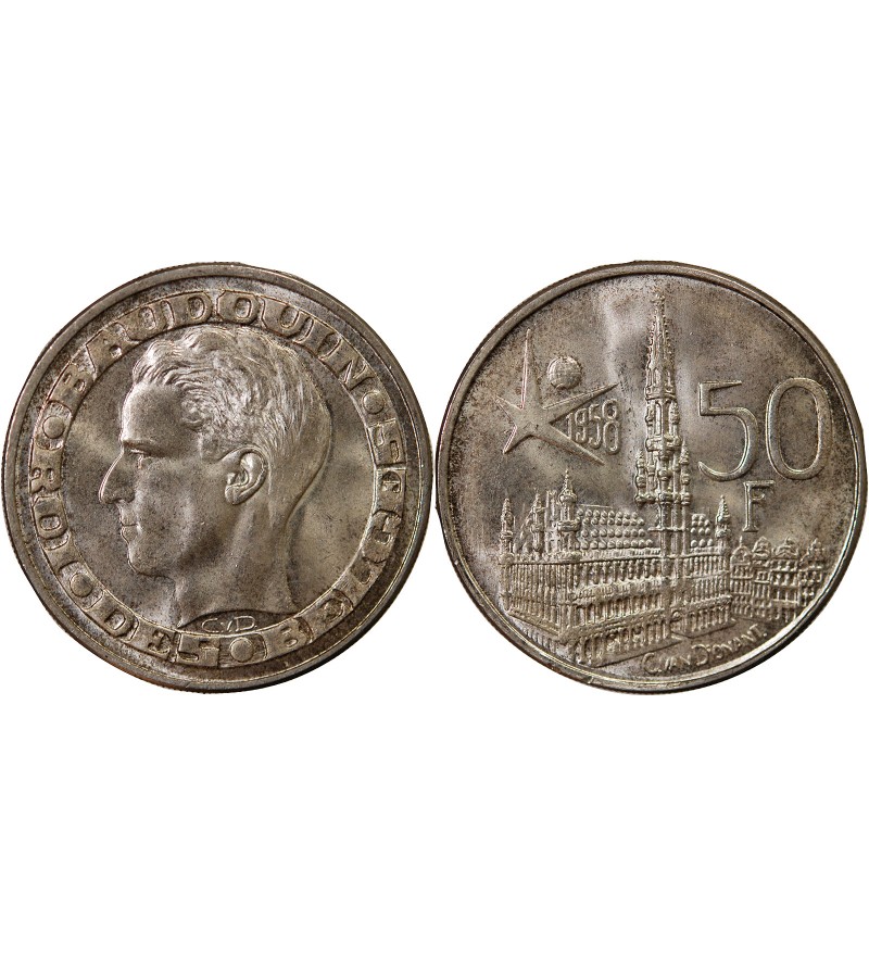 BELGIQUE, BAUDOUIN - 50 FRANCS ARGENT 1958 - Légende française