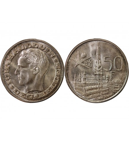 BELGIQUE, BAUDOUIN - 50 FRANCS ARGENT 1958 - Légende française