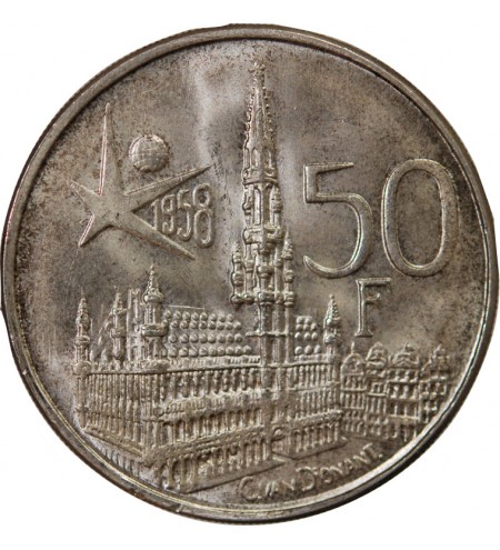 BELGIQUE, BAUDOUIN - 50 FRANCS ARGENT 1958 - Légende française