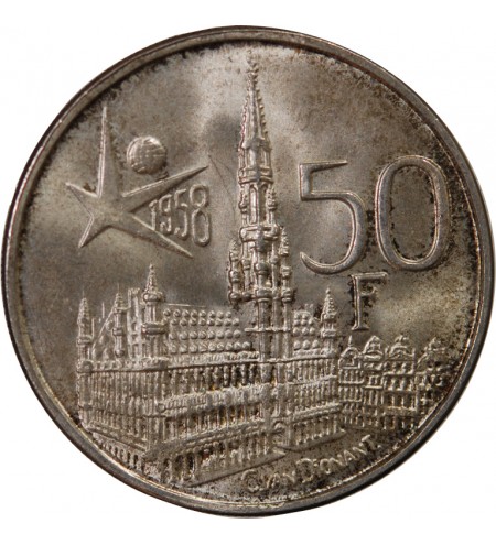 BELGIQUE, BAUDOUIN - 50 FRANCS ARGENT 1958 - Légende flamande