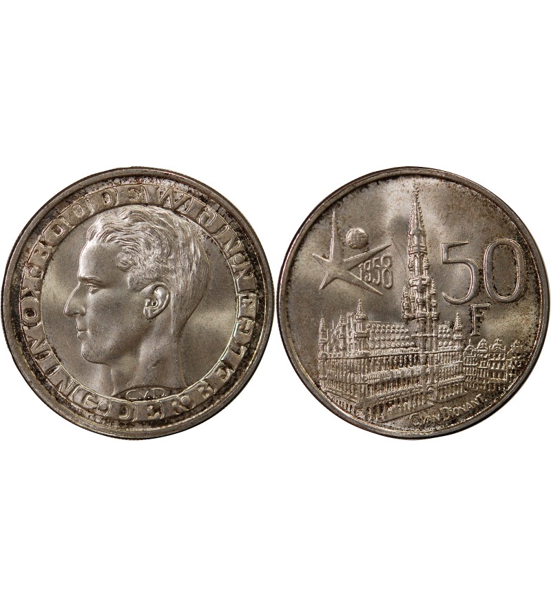 BELGIQUE, BAUDOUIN - 50 FRANCS ARGENT 1958 - Légende flamande
