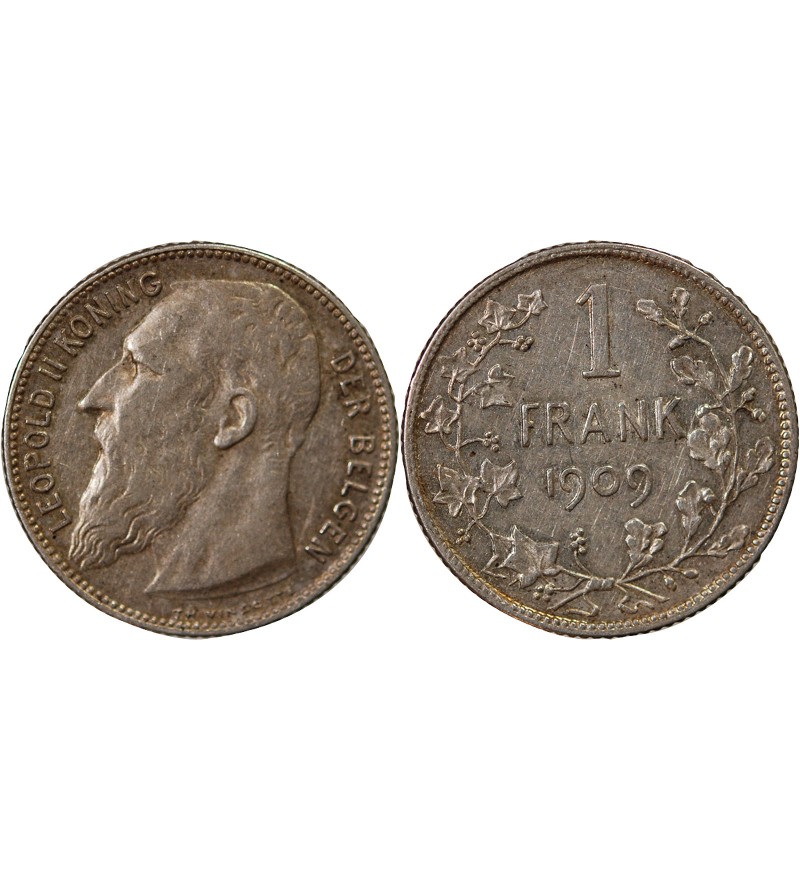 BELGIQUE, LEOPOLD II - 1 FRANC ARGENT 1909 - Légende flamande