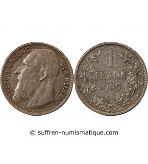 BELGIQUE, LEOPOLD II - 1 FRANC ARGENT 1909 - Légende flamande