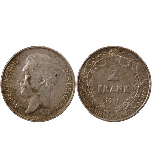 BELGIQUE, ALBERT Ier - 2 FRANCS ARGENT 1911 - Légende flamande 2