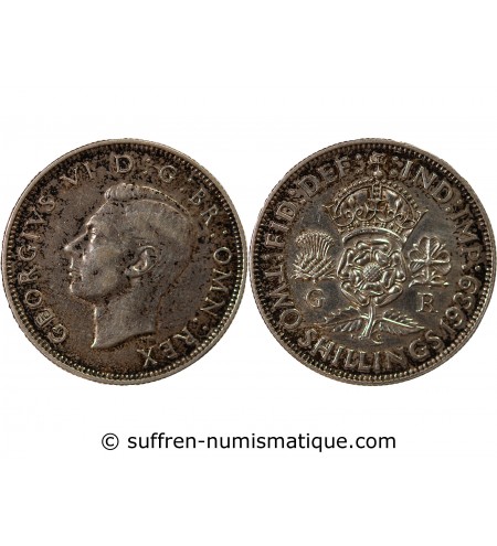 GRANDE-BRETAGNE, GEORGES VI - 2 SHILLINGS ARGENT 1939