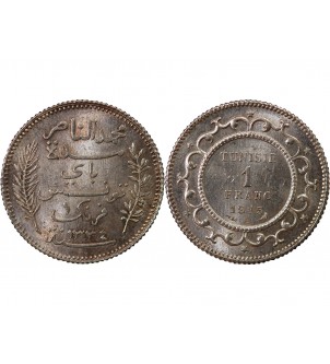 TUNISIE, MUHAMMAD AL-NASIR - 1 FRANC ARGENT 1915 A PARIS 2