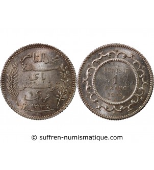 TUNISIE, MUHAMMAD AL-NASIR - 1 FRANC ARGENT 1915 A PARIS