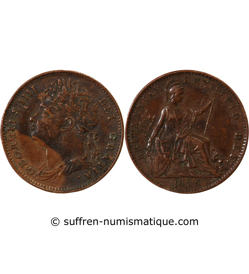 GRANDE-BRETAGNE, GEORGES IV - FARTHING 1826