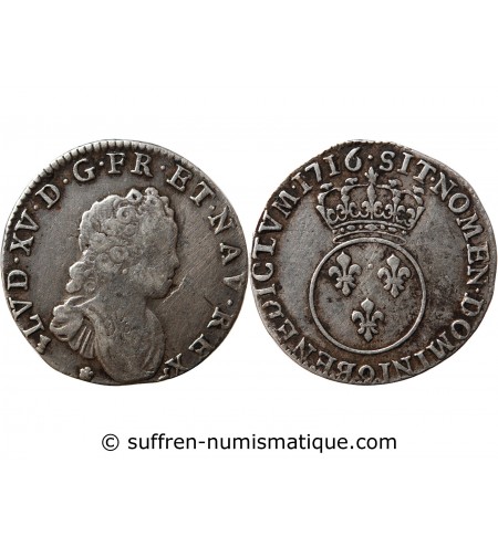 LOUIS XV﻿ - 1/10 ECU VERTUGADIN 1716 9 RENNES﻿