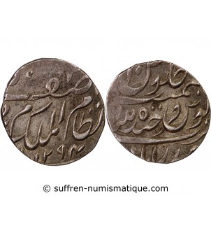INDE, HYDERABAD, MAHBUB ALI KHAN II - 1/2 RUPEE ARGENT 1294 (1877)