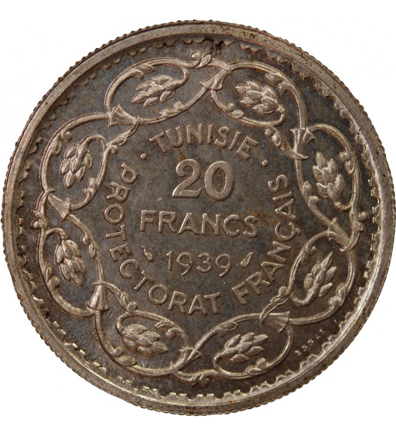 TUNISIE - ESSAI DE 20 FRANCS ARGENT 1358 (1939)