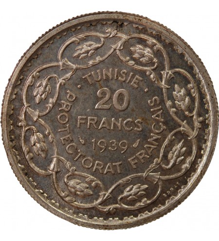 TUNISIE - ESSAI DE 20 FRANCS ARGENT 1358 (1939)