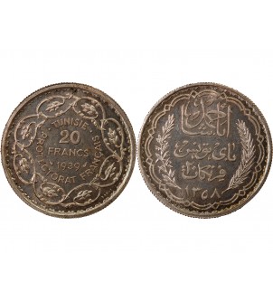 TUNISIE - ESSAI DE 20 FRANCS ARGENT 1358 (1939) 2