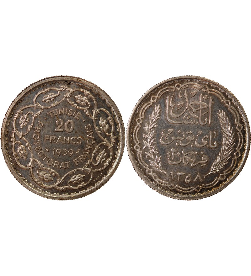 TUNISIE - ESSAI DE 20 FRANCS ARGENT 1358 (1939)
