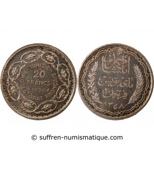 TUNISIE - ESSAI DE 20 FRANCS ARGENT 1358 (1939)