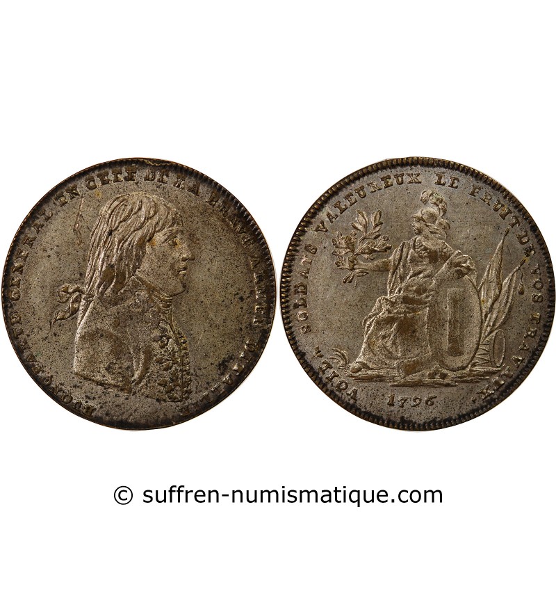 NAPOLEON BONAPARTE, CAMPAGNE D'ITALIE - JETON ETAIN 1796